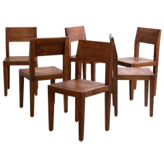 Set Of 6 Arts + Crafts Solid Walnut Dining Chairs Set Of 6 Arts + Crafts Solid Walnut Dining Chairs