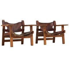 Pair of Spanish chairs by Borge Mogensen with beautiful strong patina Pair of Spanish chairs by Borge Mogensen with beautiful strong patina
