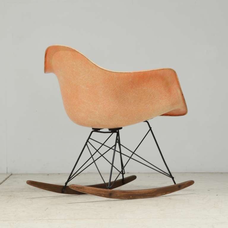 Mid-Century Modern Salmon pink Zenith armchair on 1st edition rocker base