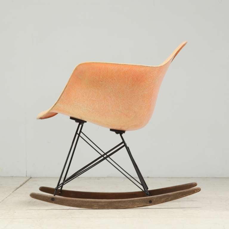 American Salmon pink Zenith armchair on 1st edition rocker base