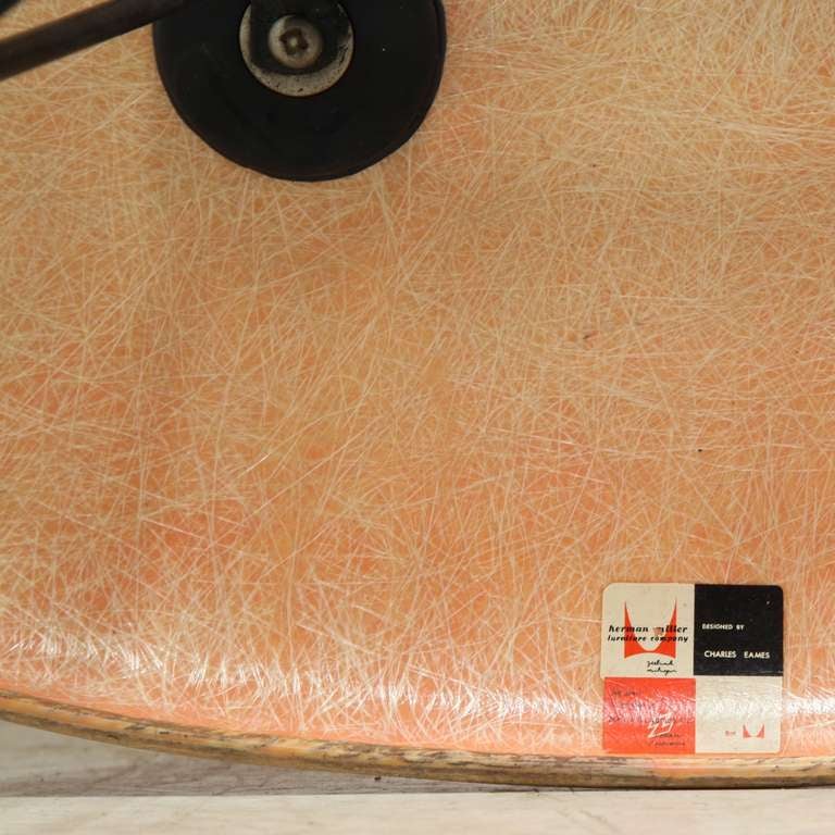 Mid-20th Century Salmon pink Zenith armchair on 1st edition rocker base