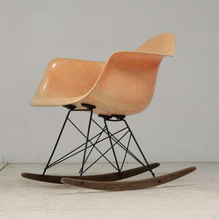 Salmon pink Zenith armchair on 1st edition rocker base 1
