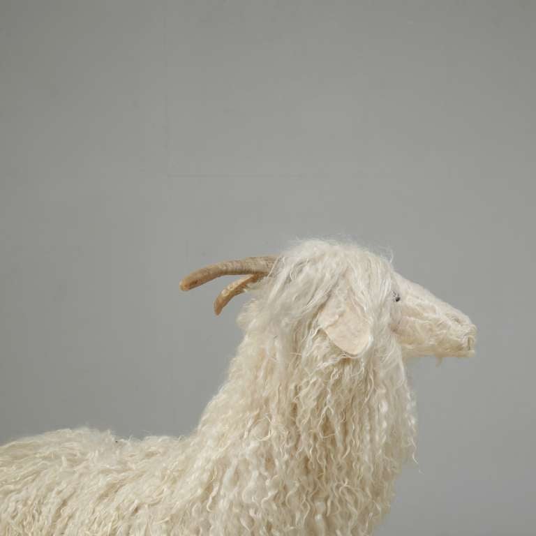 20th Century Decorative mountain goat with woolen skin