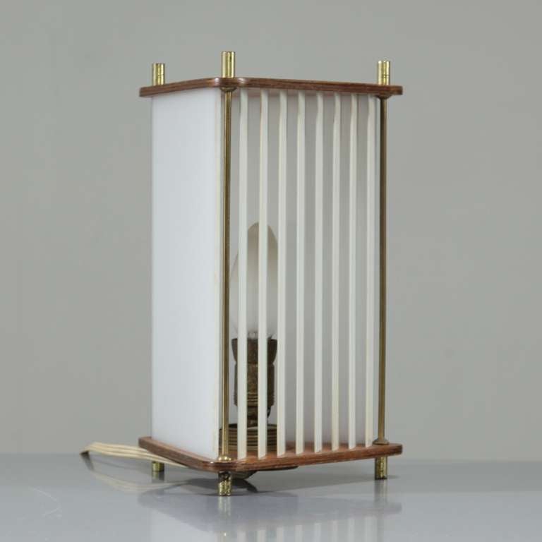 Ib Fabiansen attributed triangle teak and plexiglass table or bed lamp, 1960s For Sale 1