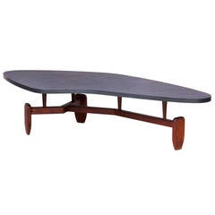 John Keal for Brown Saltman Boomerang Coffee Table with Slate Top