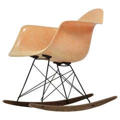 Salmon pink Zenith armchair on 1st edition rocker base