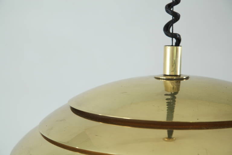 Large Brass Round Pendant. Germany, 1960s For Sale 1