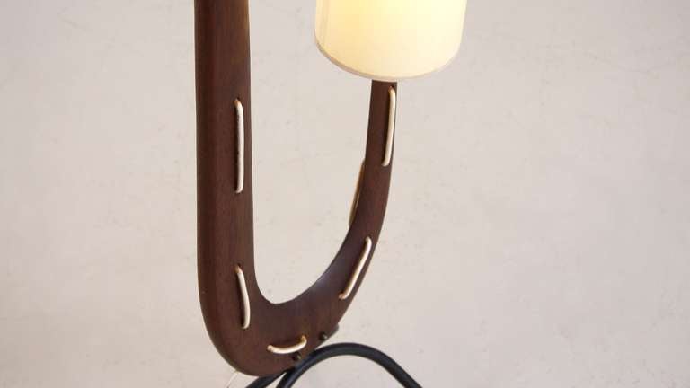 French floor lamp By Rispal in mahogany In Good Condition In Maastricht, NL