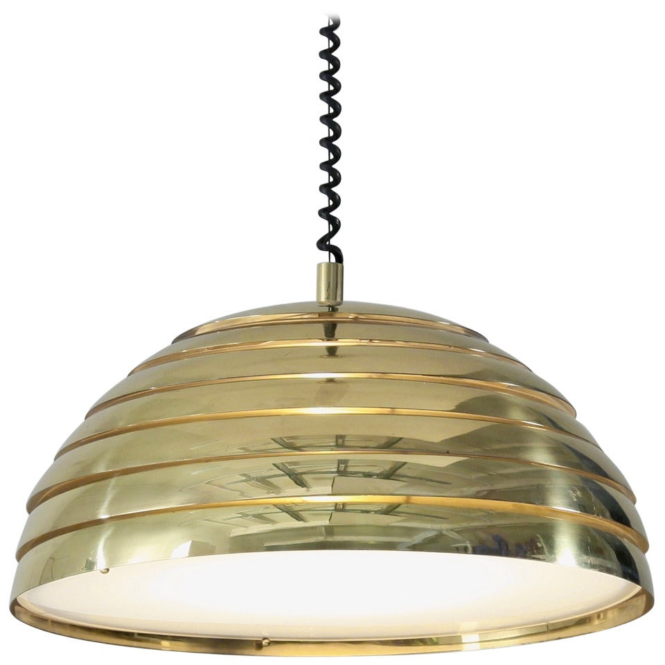 Large Brass Round Pendant. Germany, 1960s For Sale