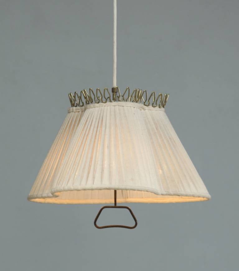 1940s Pendant Lamp With A Fabric Shade Counterweight And Br Pull A 1940s Pendant Lamp From Sweden The Pleated Fabric Shade Has Remarkable Trefoil Shape