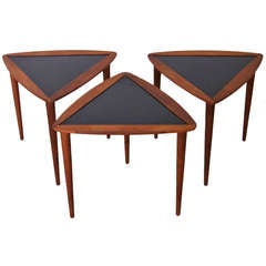 Set Of 3 Arthur Umanoff Stacking Tables In Walnut