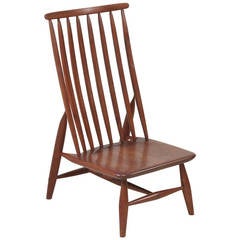 Handcrafted and Sculptural Wooden High Back Chair