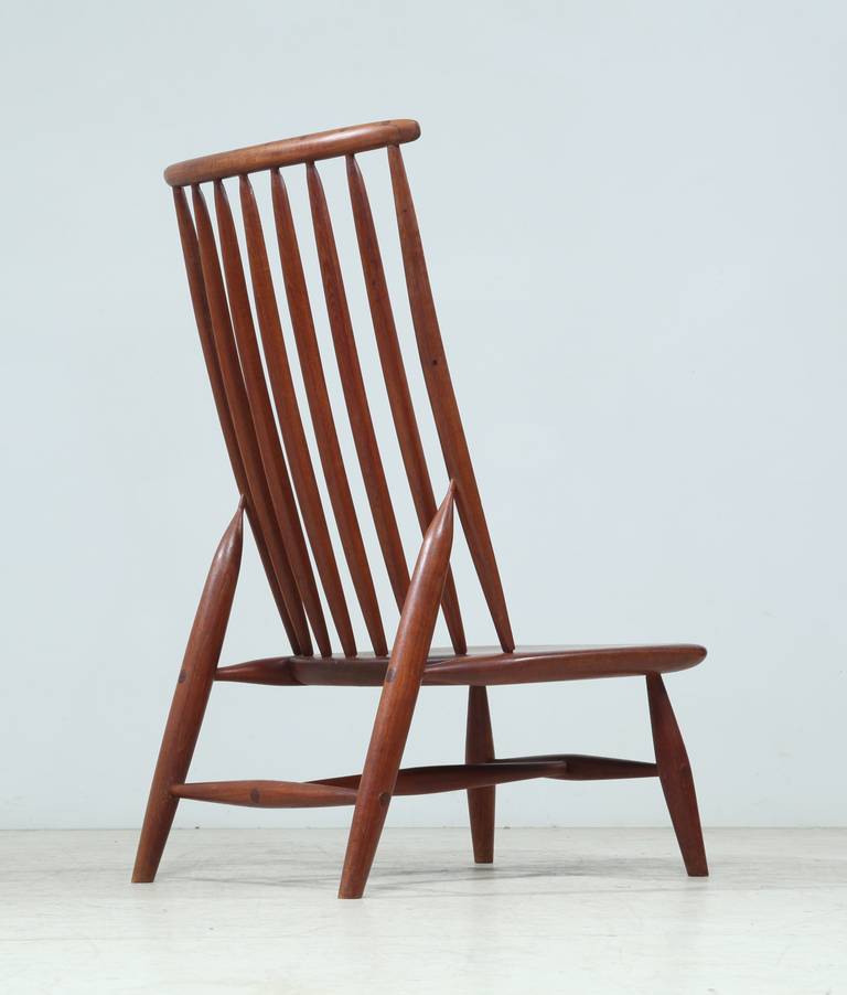 American Craftsman Handcrafted and Sculptural Wooden High Back Chair For Sale
