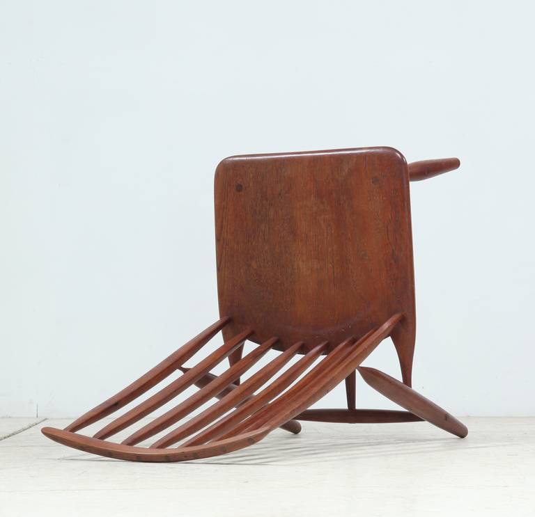 American Handcrafted and Sculptural Wooden High Back Chair For Sale