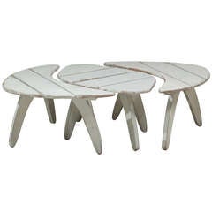 Set of Three White (Garden) Tables