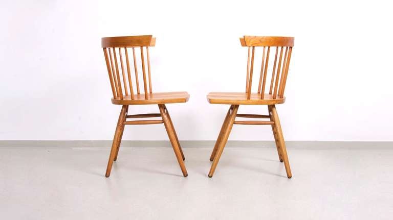American Pair of Straight Chairs by George Nakashima in Cherry Wood