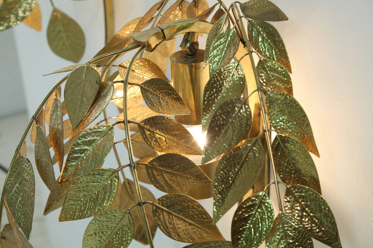 Set of Three Large Brass 'Branch with Leaves' Wall Appliques In Excellent Condition In Maastricht, NL