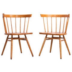 Pair of Straight Chairs by George Nakashima in Cherry Wood