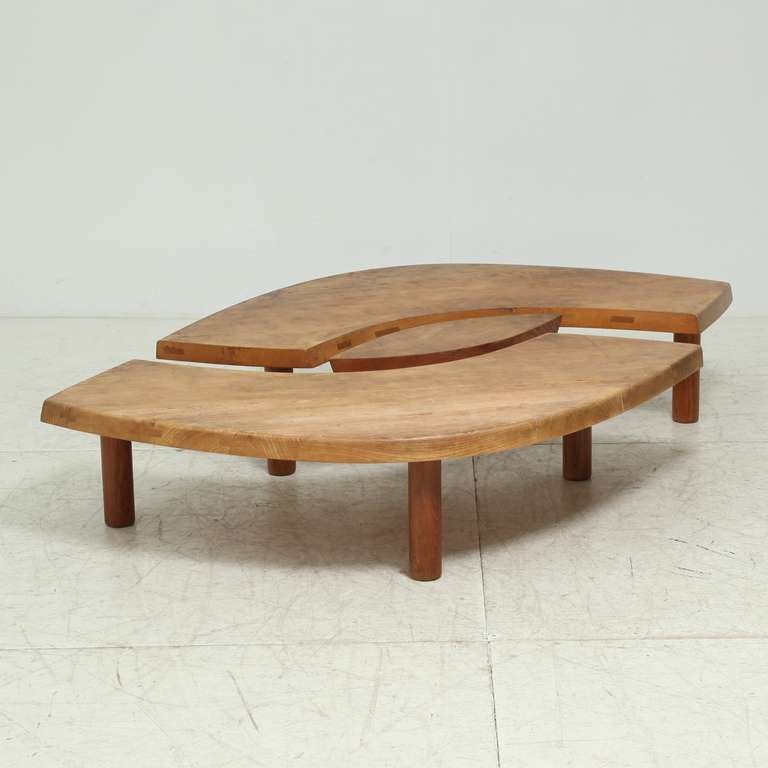 Large Pierre Chapo T22  L'Oeil Coffee Table in Elm