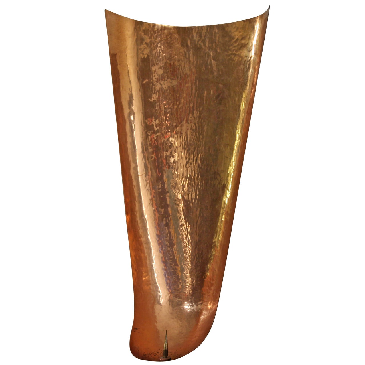 Hand-hammered copper wall candelabrum, Germany, 1960s For Sale