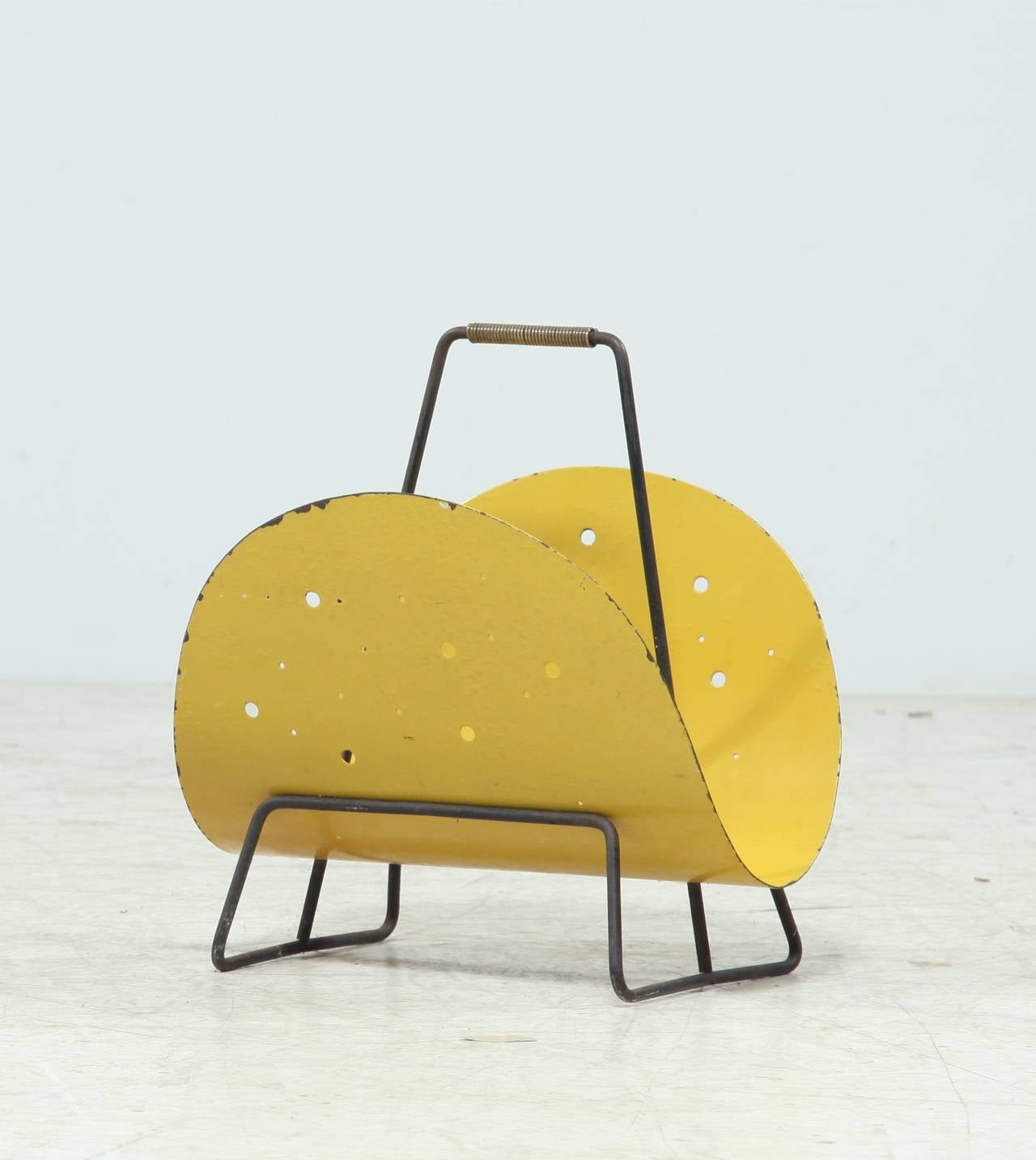 Yellow Metal Magazine Holder at 1stdibs