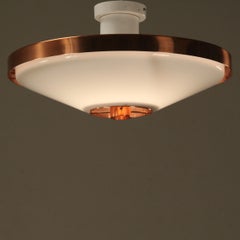Copper And Old Plexiglas 1950 Itsu Ceiling Lamp