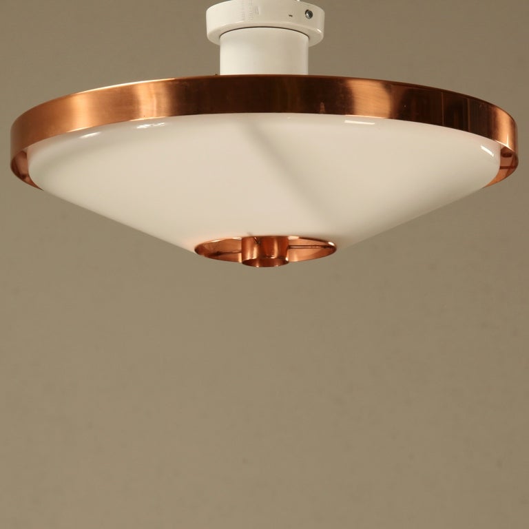 Copper And Old Plexiglas 1950 Itsu Ceiling Lamp