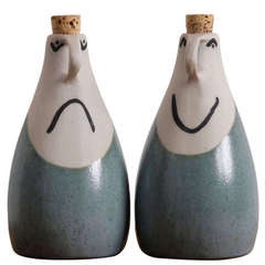 Vintage Oil + Vinegar Set by David Gil for Bennington Pottery