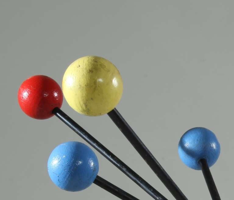 Coat  stand - black metal base with coloured wooden balls In Excellent Condition In Maastricht, NL