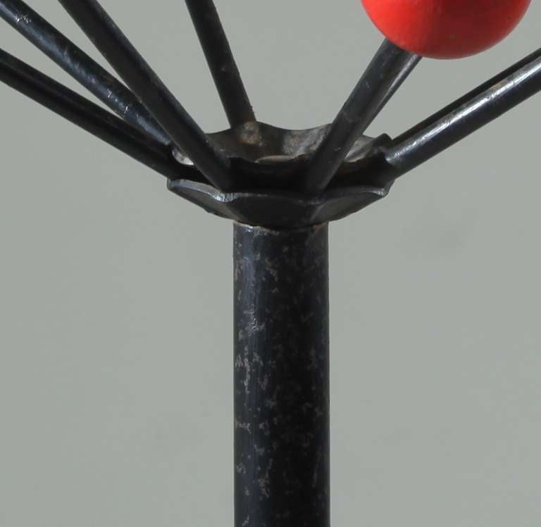 Mid-20th Century Coat  stand - black metal base with coloured wooden balls