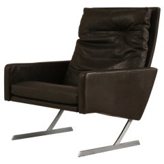 Dark brown leather Preben Fabricius  highback chair