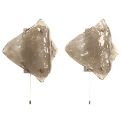 Pair of Grey Italian Glass Wall Lamps by Mazzega, 1960s