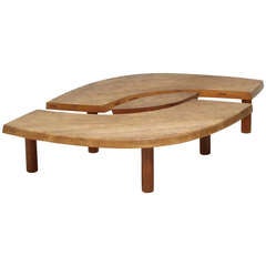 Large Pierre Chapo T22  L'Oeil Coffee Table in Elm
