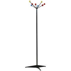 Coat  stand - black metal base with coloured wooden balls