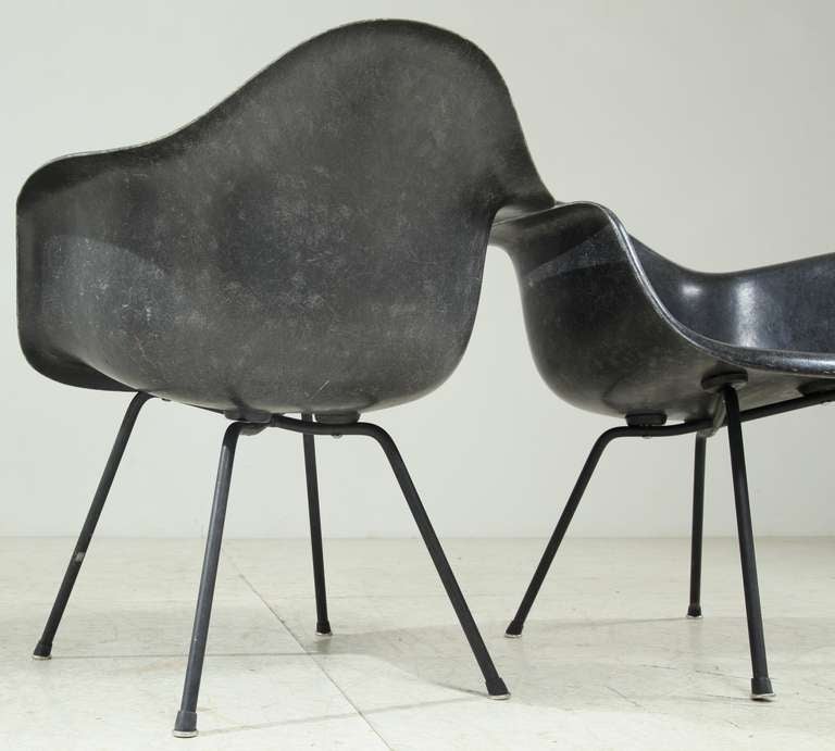 Pair black Herman Miller armshells on original x bases 1