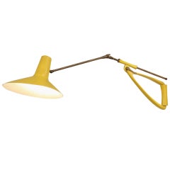 Stilnovo Yellow Metal Extendable Kite Lamp. Italy, 1950s