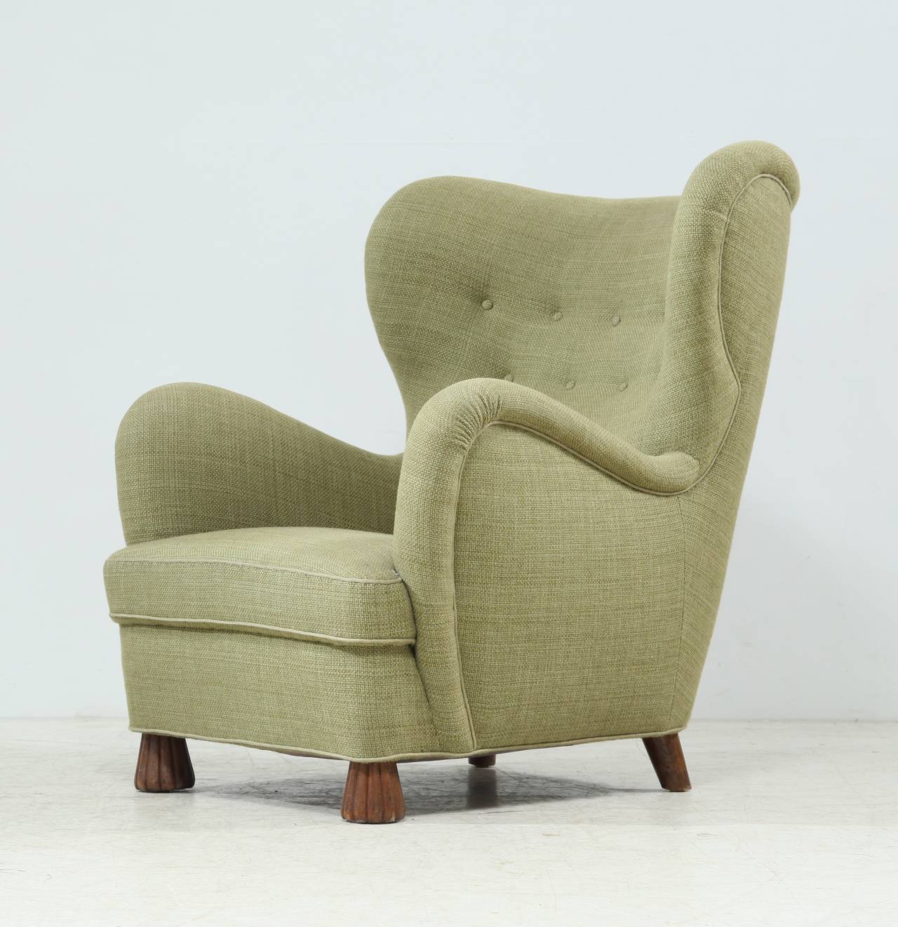 Swedish Otto Schulz High Back Armchair for Boet, Sweden, 1930s For Sale