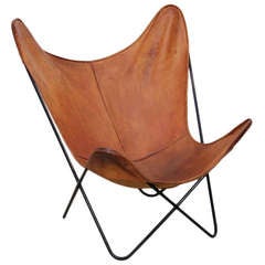 Butterly Chair in Cognac Leather by Jorge Ferrari-Hardoy for Knoll