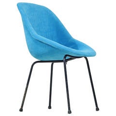 Genevieve Dangles Blue Chair for Burov, France, 1950s 1