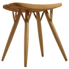 Blond medium height Tapiovaara stool for Laukaan Puu, new old stock