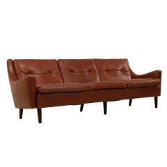 Danish brown leather sofa, in the manner of Borge Mogensen, 1950s