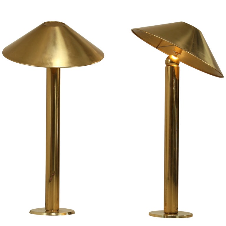 Pair Schultz Brass Floor Lamps