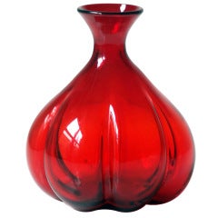 Vintage Diminutive 1949 Ruby Red gourd form vase by Winsolw Anderson for Blenko