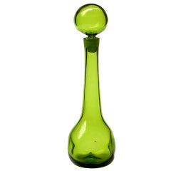 Retro 1963 Olive Green decanter by Wayne Husted for the Blenko Glass Co.