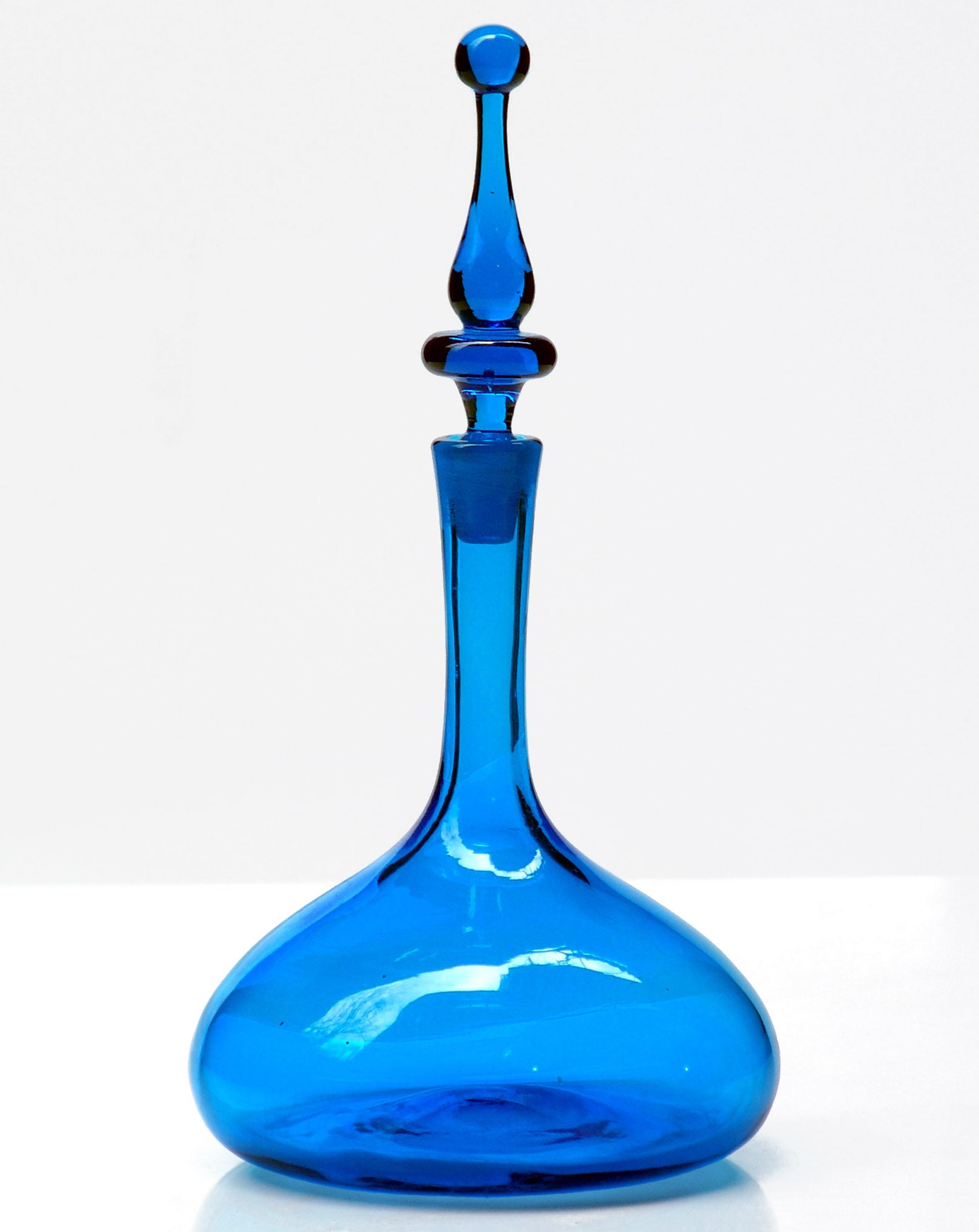 1965 Finial Stopper Decanter by Joel Philip Myers for the Blenko Glass Co. For Sale