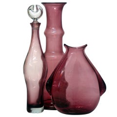 Trio of 1950's Amethyst glass designs for the Blenko Glass Co.