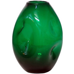 Vintage Huge Blown Glass Indent Vase, 1949, Winslow Anderson for Blenko