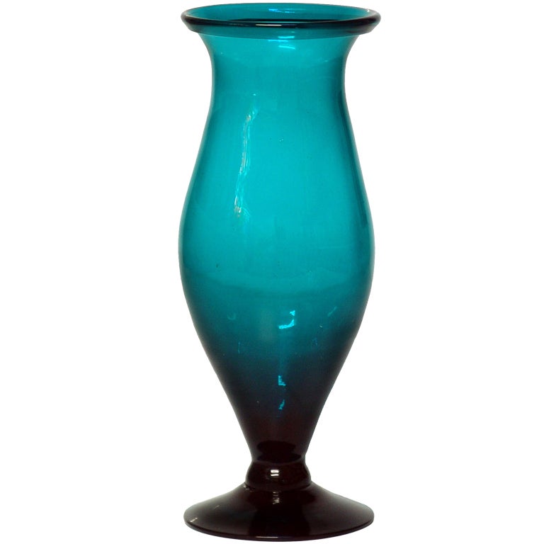 Peacock colored 1965 vase by Joel Philip Myers for Blenko For Sale