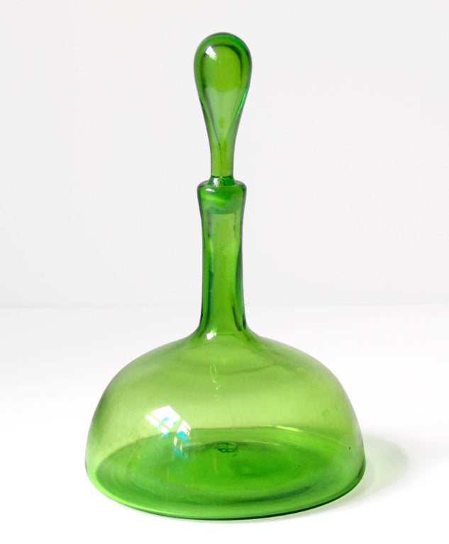 Mid-Century Modern Trio of 1960's Olive Green decanter by Joel Myers for Blenko For Sale