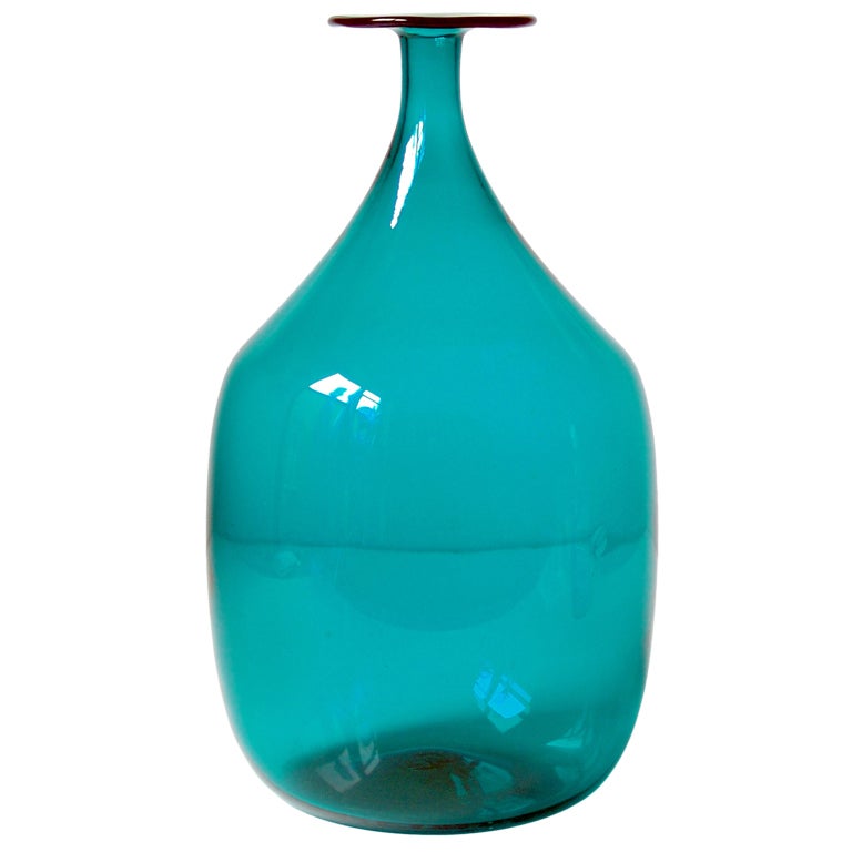 Peacock Blue 1965 decorative bottle by Joel Myers for Blenko